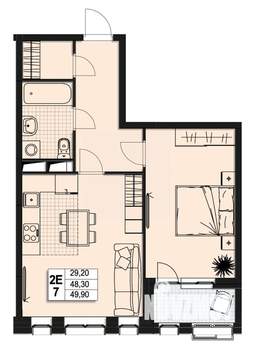 2-к квартира, строящийся дом, 48м2, 10/10 этаж