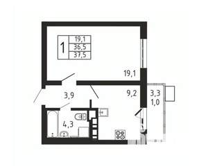 1-к квартира, вторичка, 38м2, 2/9 этаж