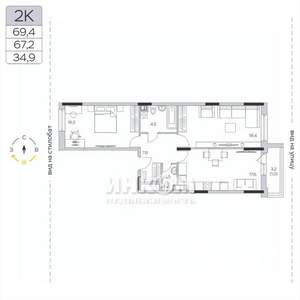 2-к квартира, вторичка, 67м2, 5/9 этаж