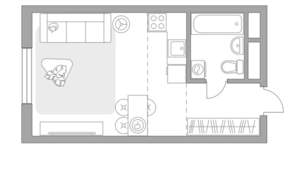 Студия квартира, строящийся дом, 28м2, 2/12 этаж