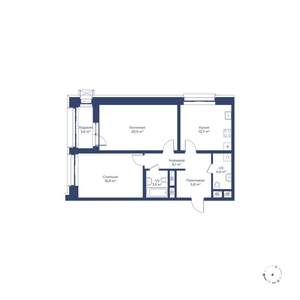 2-к квартира, строящийся дом, 73м2, 7/24 этаж