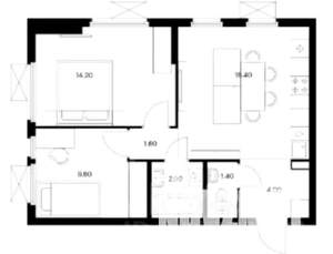 2-к квартира, вторичка, 52м2, 20/25 этаж