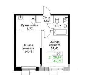 2-к квартира, вторичка, 43м2, 20/25 этаж