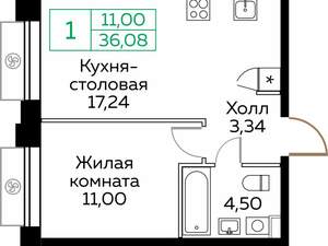1-к квартира, вторичка, 36м2, 16/25 этаж