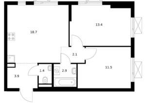 2-к квартира, вторичка, 54м2, 16/24 этаж