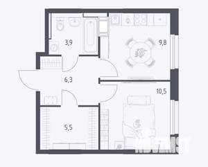 1-к квартира, вторичка, 36м2, 5/17 этаж