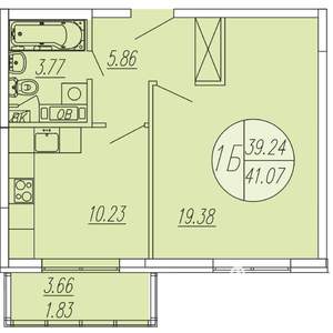 1-к квартира, строящийся дом, 41м2, 4/4 этаж