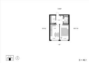 2-к квартира, строящийся дом, 46м2, 9/17 этаж