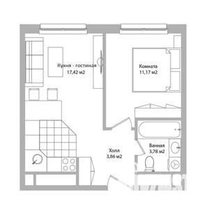 2-к квартира, вторичка, 36м2, 7/16 этаж