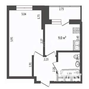 1-к квартира, вторичка, 33м2, 5/9 этаж