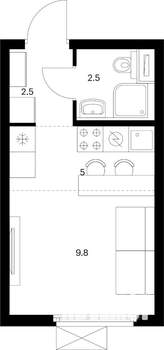 Студия квартира, вторичка, 20м2, 14/25 этаж