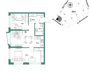 2-к квартира, вторичка, 60м2, 4/6 этаж