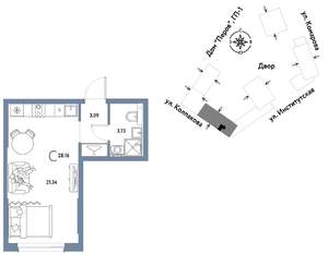 1-к квартира, вторичка, 28м2, 5/25 этаж