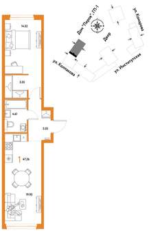 1-к квартира, вторичка, 47м2, 10/25 этаж