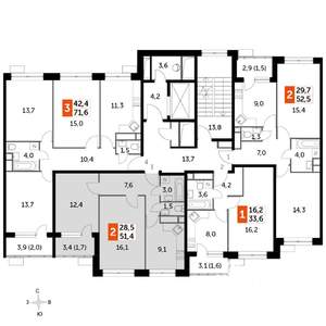 2-к квартира, строящийся дом, 51м2, 7/22 этаж