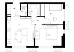 2-к квартира, вторичка, 49м2, 20/24 этаж