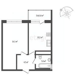 1-к квартира, вторичка, 32м2, 10/24 этаж