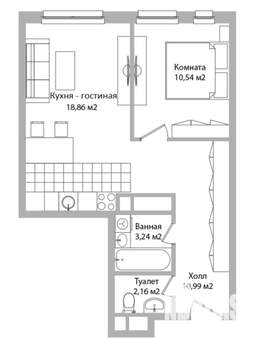 2-к квартира, вторичка, 46м2, 4/17 этаж