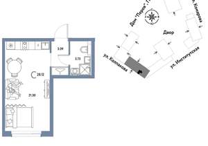 Студия квартира, вторичка, 28м2, 9/6 этаж