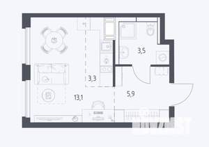Студия квартира, сданный дом, 25м2, 3/17 этаж
