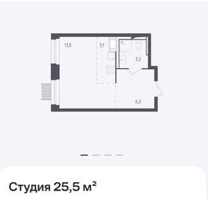 Студия квартира, вторичка, 26м2, 4/17 этаж