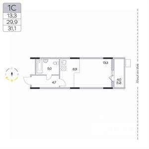 Студия квартира, вторичка, 31м2, 4/9 этаж