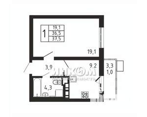 1-к квартира, вторичка, 38м2, 7/9 этаж