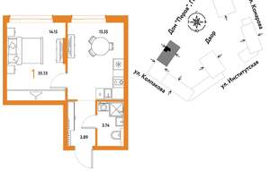 1-к квартира, вторичка, 35м2, 17/6 этаж