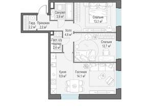 2-к квартира, строящийся дом, 65м2, 11/23 этаж
