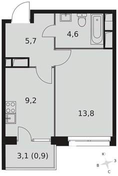 1-к квартира, вторичка, 34м2, 21/22 этаж