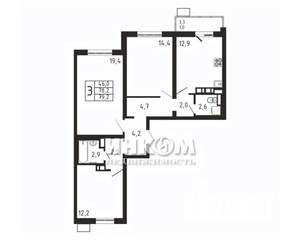 3-к квартира, вторичка, 79м2, 4/9 этаж