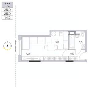 Студия квартира, строящийся дом, 26м2, 9/9 этаж