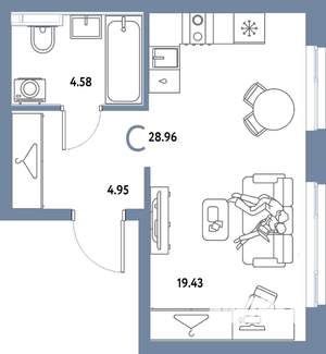 Студия квартира, строящийся дом, 29м2, 25/25 этаж