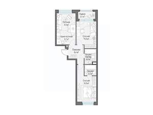 2-к квартира, строящийся дом, 58м2, 7/23 этаж