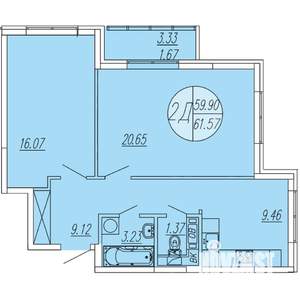 2-к квартира, вторичка, 62м2, 4/4 этаж