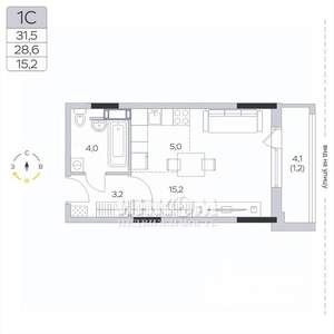 Студия квартира, вторичка, 29м2, 4/9 этаж