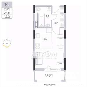 Студия квартира, вторичка, 26м2, 3/6 этаж