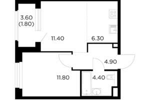 2-к квартира, строящийся дом, 41м2, 15/23 этаж