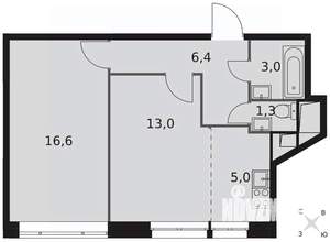 2-к квартира, вторичка, 45м2, 19/22 этаж