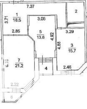 2-к квартира, вторичка, 74м2, 12/17 этаж