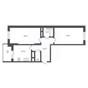 2-к квартира, вторичка, 70м2, 6/15 этаж