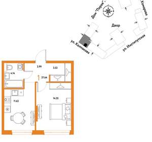1-к квартира, вторичка, 38м2, 12/6 этаж