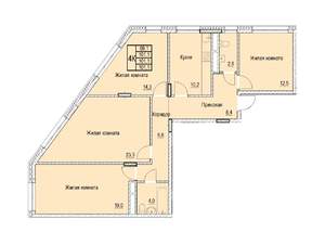 4-к квартира, строящийся дом, 101м2, 4/22 этаж