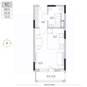 Студия квартира, строящийся дом, 26м2, 9/9 этаж