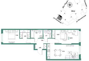 2-к квартира, вторичка, 70м2, 7/6 этаж