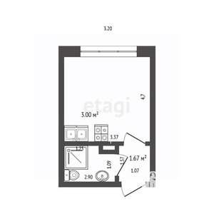 Студия квартира, вторичка, 20м2, 16/25 этаж