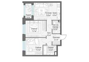 2-к квартира, строящийся дом, 55м2, 20/23 этаж