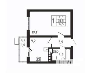 1-к квартира, вторичка, 38м2, 4/9 этаж