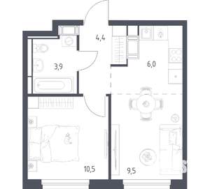 1-к квартира, вторичка, 34м2, 5/17 этаж