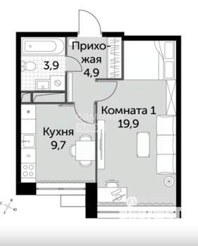 1-к квартира, вторичка, 38м2, 7/17 этаж